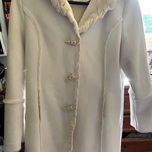 Coldwater Creek Jackets & Coats Suede Faux Fur Coat white PL
